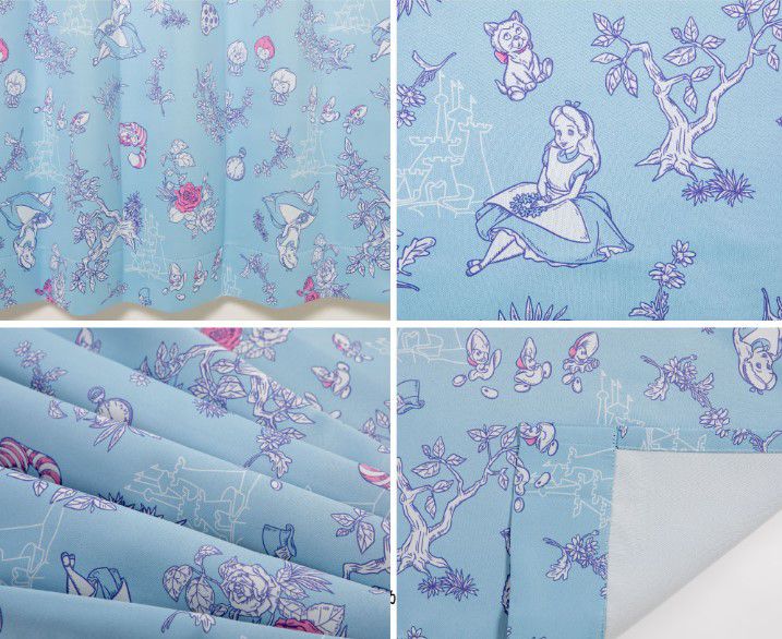 アリス総柄 2級 遮光 遮熱 カーテン 2枚セット[SB-638-D]