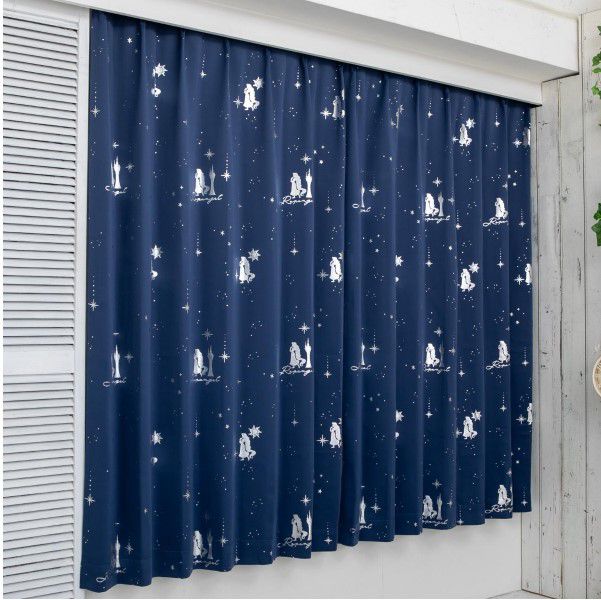 ラプンツェル箔　すぐに使えるフック付き遮光  遮熱カーテン 2枚セット[SD-11-137-4]