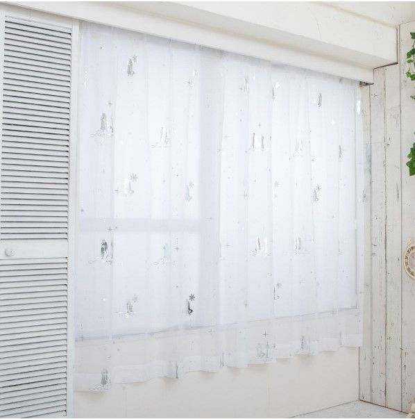 ラプンツェル箔 外から見えにくいすぐに使えるフック付き UVカット効果あり 2枚セットレースカーテン[SD-12-137-5]