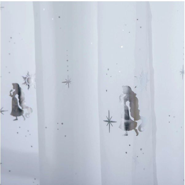 ラプンツェル箔 外から見えにくいすぐに使えるフック付き UVカット効果あり 2枚セットレースカーテン[SD-12-137-5]