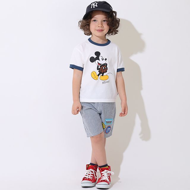 【ベビードール】ミッキー 親子お揃い リンガーTシャツ 9235K