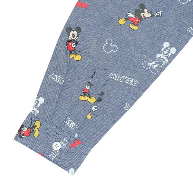 【ベビードール】ミッキー 総柄シャツ 9238K / ベビーサイズ キッズ トップス 長袖 デニムシャツ 羽織り タンガリー 春秋冬 リンクコーデ ペアルック