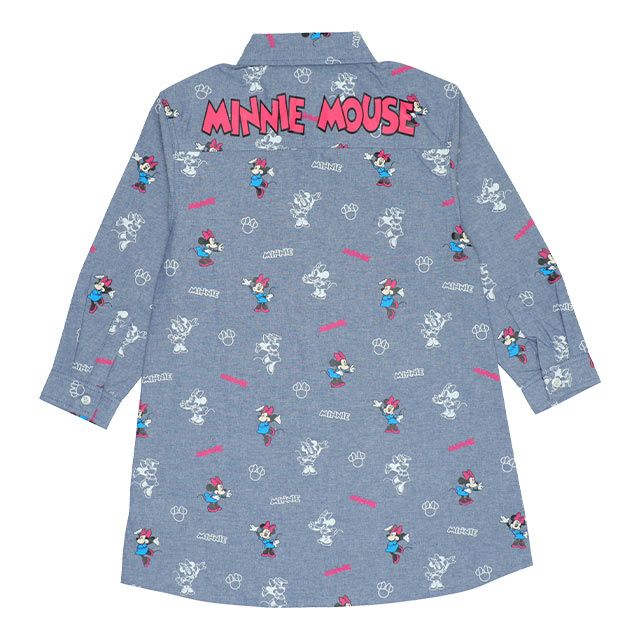 【ベビードール】ミニー 総柄シャツワンピース 9239K / ベビーサイズ キッズ 長袖 ワンピ デニムシャツ 羽織り タンガリー 春秋冬 リンクコーデ ペアルック