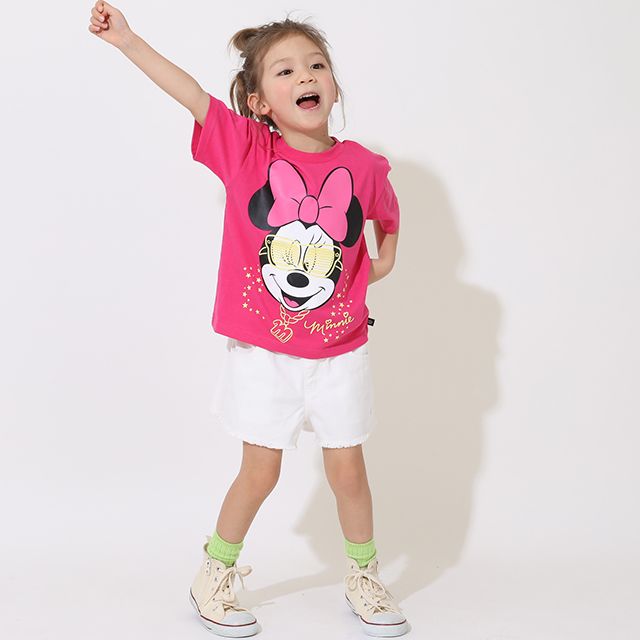 【ベビードール】ミニー 親子お揃い 蓄光BIGフェイスTシャツ 9301K