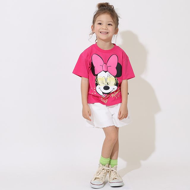 【ベビードール】ミニー 親子お揃い 蓄光BIGフェイスTシャツ 9301K