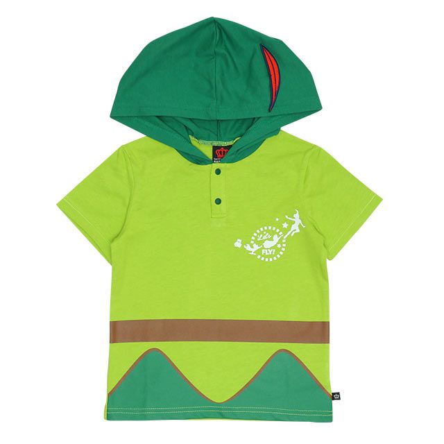 【ベビードール】ピーター・パン なりきるパーカー&ハーフパンツ セットアップ 9302K / ベビーサイズ キッズ 半袖 半ズボン 上下セット ウエスト総ゴム ゴム穴付き 仮装 コスチューム コスプレ