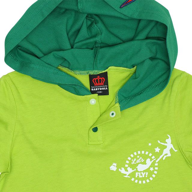 【ベビードール】ピーター・パン なりきるパーカー&ハーフパンツ セットアップ 9302K / ベビーサイズ キッズ 半袖 半ズボン 上下セット ウエスト総ゴム ゴム穴付き 仮装 コスチューム コスプレ