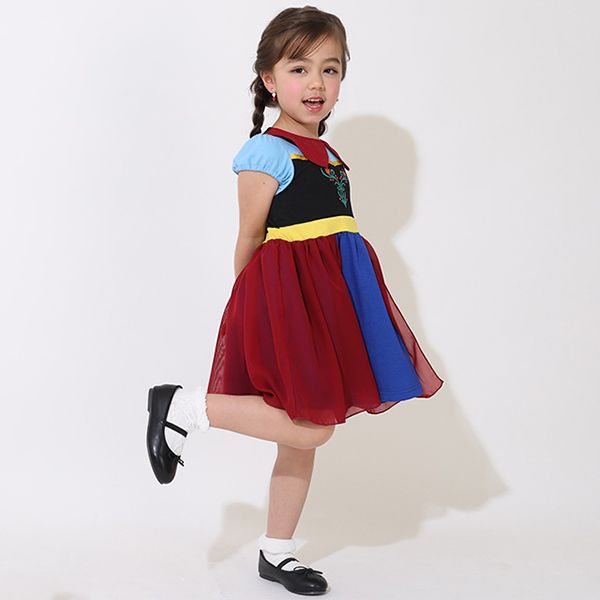 【ベビードール】アナ なりきるワンピース 5127K / ベビーサイズ キッズ トップス 半袖 シフォン パフスリーブ ウエストゴム入り プリンセス 仮装 コスチューム コスプレ