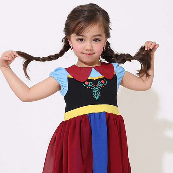 【ベビードール】アナ なりきるワンピース 5127K / ベビーサイズ キッズ トップス 半袖 シフォン パフスリーブ ウエストゴム入り プリンセス 仮装 コスチューム コスプレ