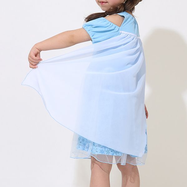 【ベビードール】エルサ なりきるワンピース 5127K / ベビーサイズ キッズ トップス 半袖 チュール シフォン 肩開き パフスリーブ ウエストゴム入り プリンセス 仮装 コスチューム コスプレ