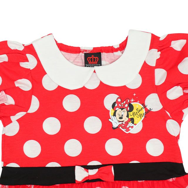 【ベビードール】ミニー なりきるワンピース 5127K / ベビーサイズ キッズ トップス 半袖 チュール ウエストゴム入り リボンモチーフ 仮装 コスチューム コスプレ