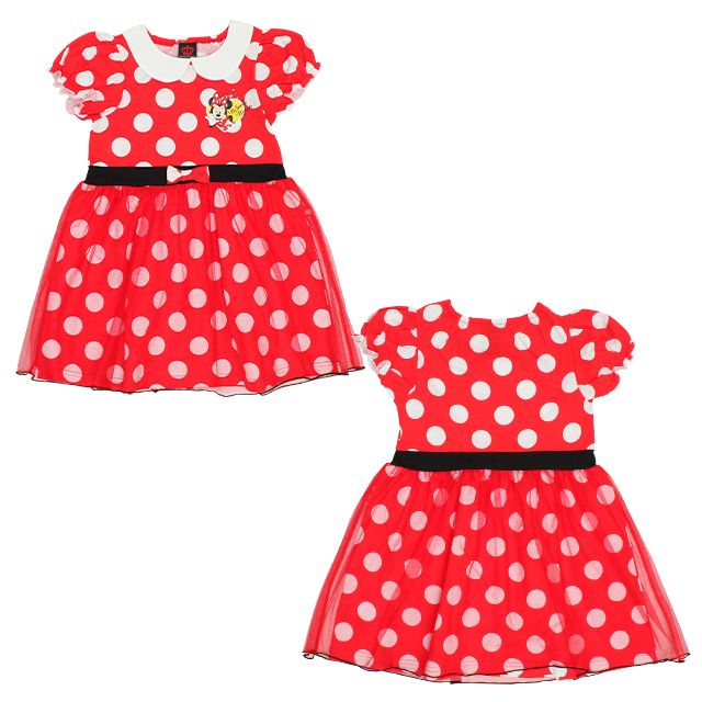 【ベビードール】ミニー なりきるワンピース 5127K / ベビーサイズ キッズ トップス 半袖 チュール ウエストゴム入り リボンモチーフ 仮装 コスチューム コスプレ
