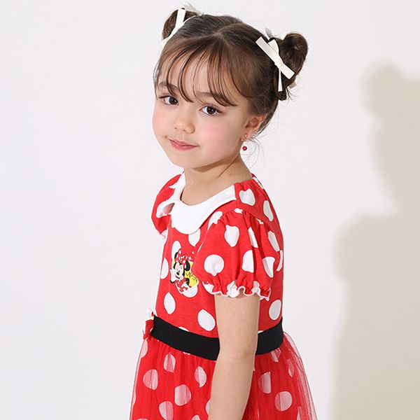 【ベビードール】ミニー なりきるワンピース 5127K / ベビーサイズ キッズ トップス 半袖 チュール ウエストゴム入り リボンモチーフ 仮装 コスチューム コスプレ
