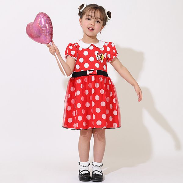 【ベビードール】ミニー なりきるワンピース 5127K / ベビーサイズ キッズ トップス 半袖 チュール ウエストゴム入り リボンモチーフ 仮装 コスチューム コスプレ