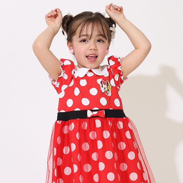 【ベビードール】ミニー なりきるワンピース 5127K / ベビーサイズ キッズ トップス 半袖 チュール ウエストゴム入り リボンモチーフ 仮装 コスチューム コスプレ