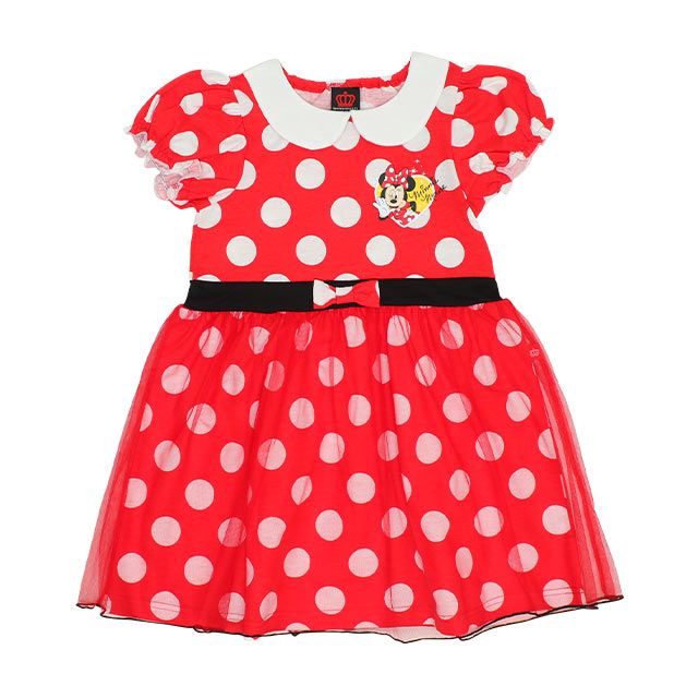【ベビードール】ミニー なりきるワンピース 5127K / ベビーサイズ キッズ トップス 半袖 チュール ウエストゴム入り リボンモチーフ 仮装 コスチューム コスプレ