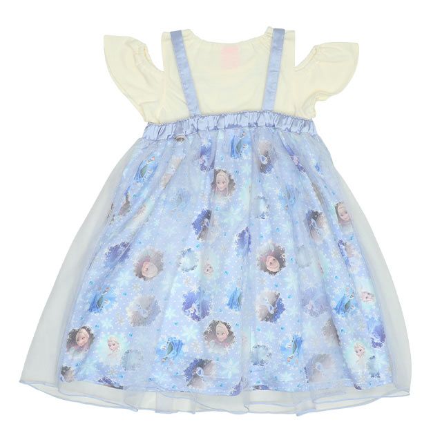 【ベビードール】エルサ プリンセス / 3WAYワンピース 9303K / キッズ キャミワンピ スカート 肩紐長さ調整可 ウエストゴム調整可 リボン フリル チュール 肩出し お姫様 なりきる ガーリー