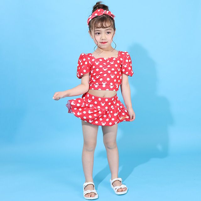 【ベビードール】ミニー セパレート水着 9445K / ベビーサイズ キッズ スイムウェア 上下セット ヘアバンド トータルコーデ 速乾 ガーリー 水玉模様