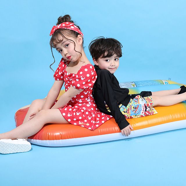 【ベビードール】ミニー セパレート水着 9445K / ベビーサイズ キッズ スイムウェア 上下セット ヘアバンド トータルコーデ 速乾 ガーリー 水玉模様