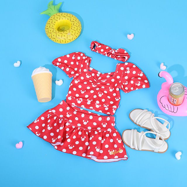 【ベビードール】ミニー セパレート水着 9445K / ベビーサイズ キッズ スイムウェア 上下セット ヘアバンド トータルコーデ 速乾 ガーリー 水玉模様