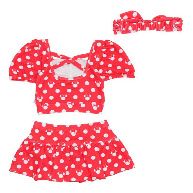 【ベビードール】ミニー セパレート水着 9445K / ベビーサイズ キッズ スイムウェア 上下セット ヘアバンド トータルコーデ 速乾 ガーリー 水玉模様