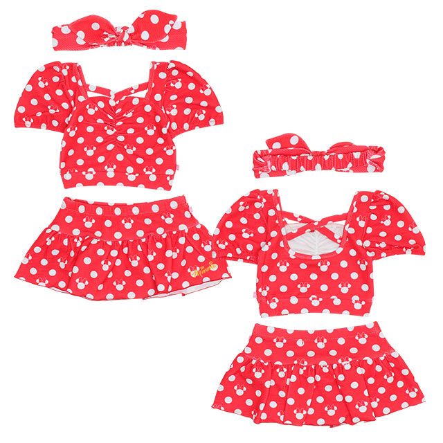 【ベビードール】ミニー セパレート水着 9445K / ベビーサイズ キッズ スイムウェア 上下セット ヘアバンド トータルコーデ 速乾 ガーリー 水玉模様
