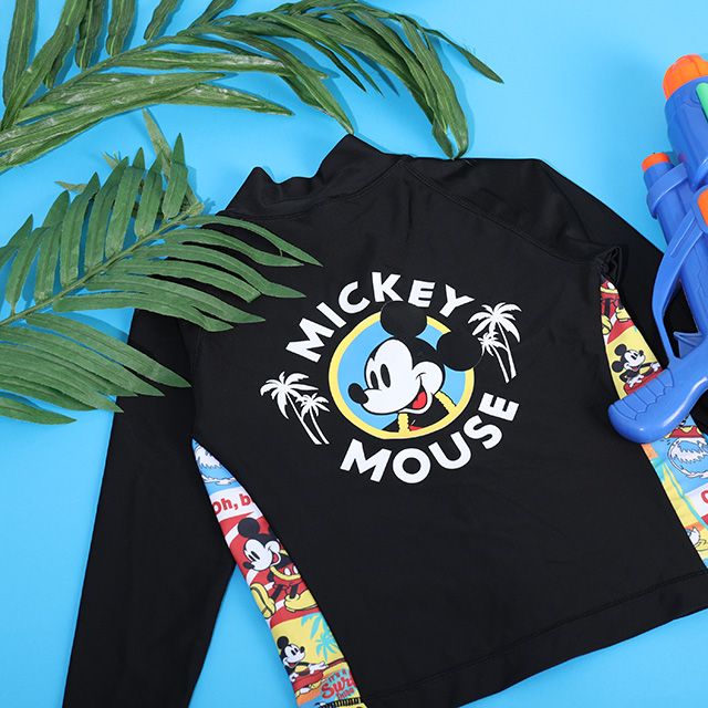 【ベビードール】ミッキー ラッシュガード 9451K （ボトムス別売） / ベビーサイズ キッズ スイムウェア 水着 トップス 長袖 日焼け対策 UV対策 UVカット