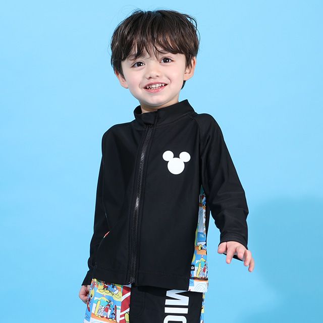 【ベビードール】ミッキー ラッシュガード 9451K （ボトムス別売） / ベビーサイズ キッズ スイムウェア 水着 トップス 長袖 日焼け対策 UV対策 UVカット