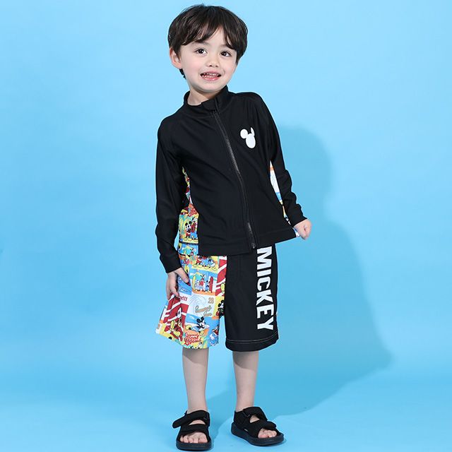 【ベビードール】ミッキー ラッシュガード 9451K （ボトムス別売） / ベビーサイズ キッズ スイムウェア 水着 トップス 長袖 日焼け対策 UV対策 UVカット