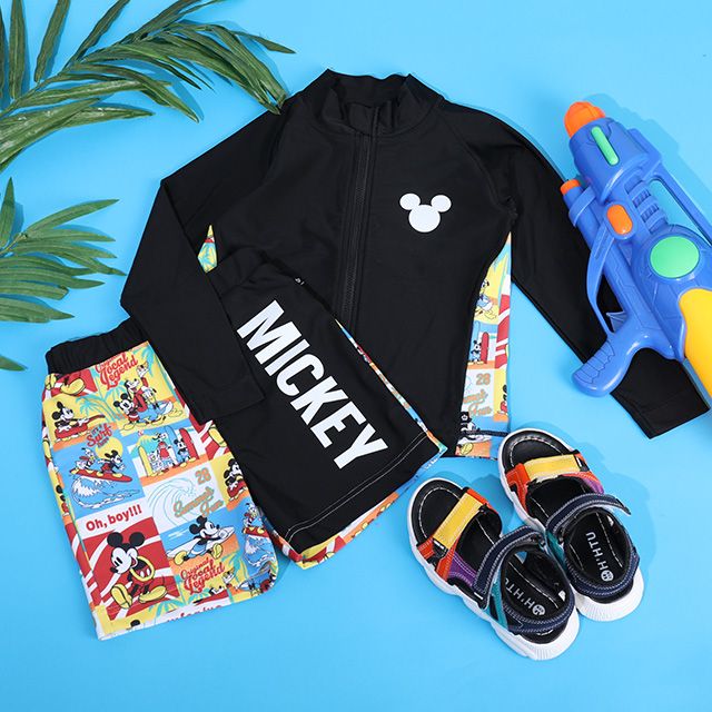 【ベビードール】ミッキー ラッシュガード 9451K （ボトムス別売） / ベビーサイズ キッズ スイムウェア 水着 トップス 長袖 日焼け対策 UV対策 UVカット