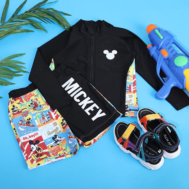 【ベビードール】ミッキー ラッシュガード 9451K （ボトムス別売） / ベビーサイズ キッズ スイムウェア 水着 トップス 長袖 日焼け対策 UV対策 UVカット