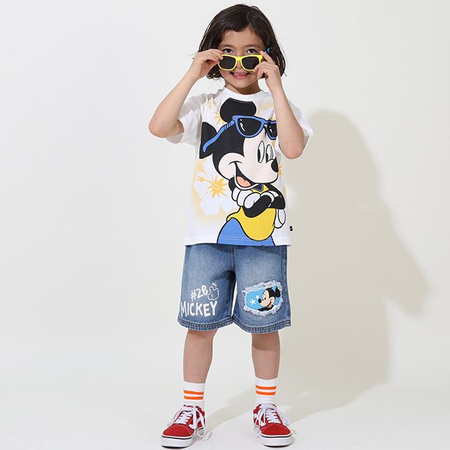 【ベビードール】ミッキー クラッシュデニムハーフパンツ 9462K