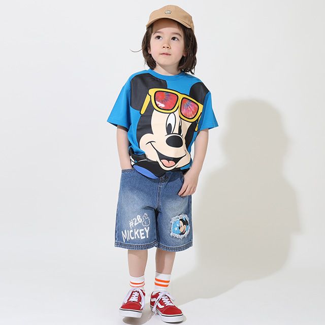 【ベビードール】ミッキー クラッシュデニムハーフパンツ 9462K