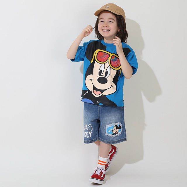 【ベビードール】ミッキー クラッシュデニムハーフパンツ 9462K