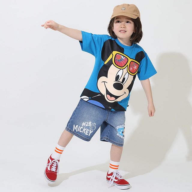 【ベビードール】ミッキー クラッシュデニムハーフパンツ 9462K