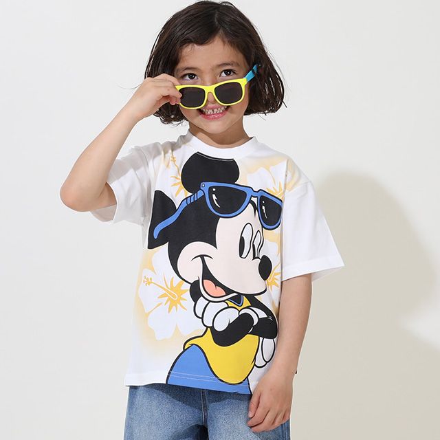 【ベビードール】ミッキー 親子お揃い スプレーペイントTシャツ 9465K / ベビーサイズ キッズ リンクコーデ ペアルック 親子コーデ トップス 半袖 天竺素材