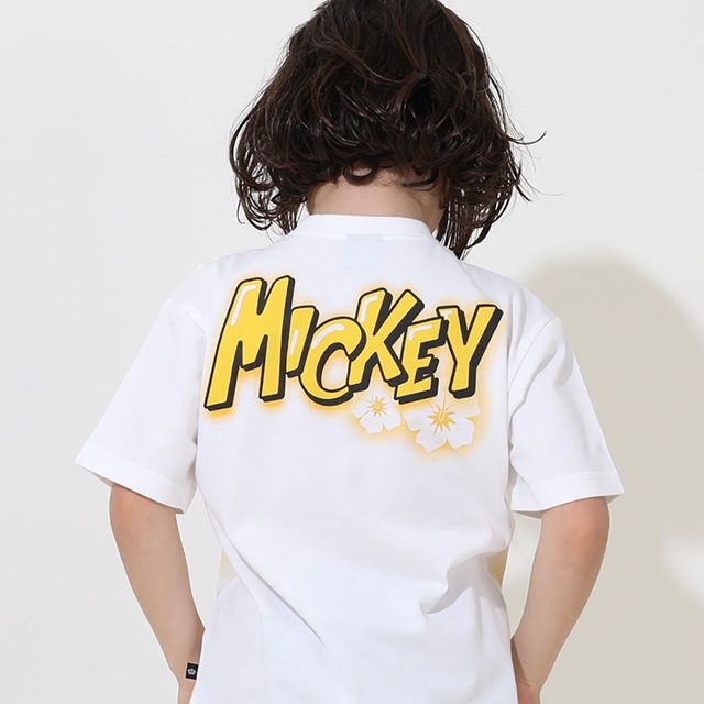 【ベビードール】ミッキー 親子お揃い スプレーペイントTシャツ 9465K / ベビーサイズ キッズ リンクコーデ ペアルック 親子コーデ トップス 半袖 天竺素材