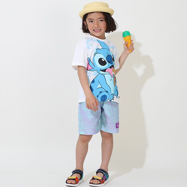 【ベビードール】 スティッチ 親子お揃い スプレーペイントTシャツ 9465K