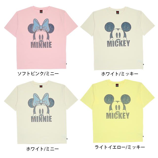 【ベビードール】ミニー 親子お揃い デニム貼付風Tシャツ 9466A / ベビーサイズ キッズ リンクコーデ ペアルック 親子コーデ トップス 半袖 天竺素材