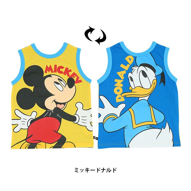 【ベビードール】ミッキー ドナルド どっちも前タンクトップ 9467K / 前後で2WEY ベビーサイズ キッズ トップス ノースリーブ 天竺素材 楽ちん