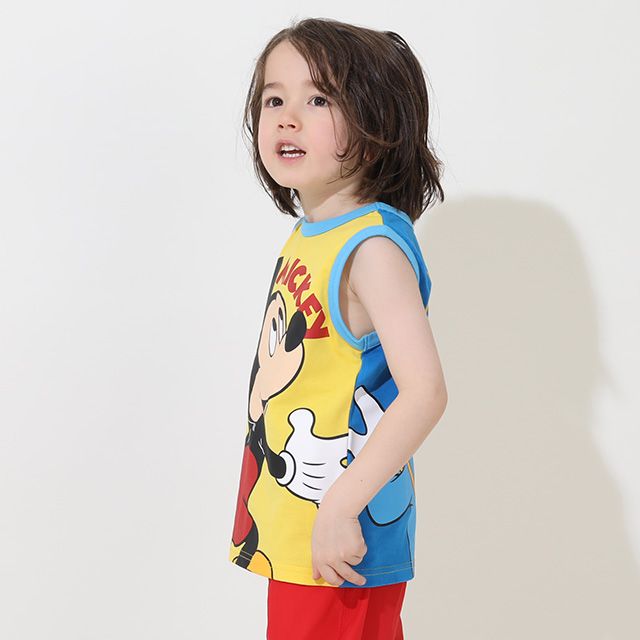 【ベビードール】ミッキー ドナルド どっちも前タンクトップ 9467K / 前後で2WEY ベビーサイズ キッズ トップス ノースリーブ 天竺素材 楽ちん