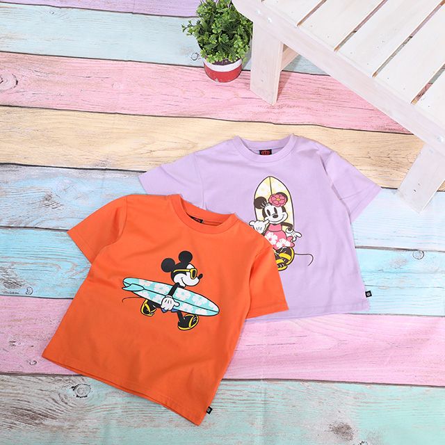 【ベビードール】ミニー 親子お揃い リゾートマジックTシャツ 9470K / 水に濡れると柄が浮き出る ベビーサイズ キッズ リンクコーデ ペアルック 親子コーデ トップス 半袖 天竺素材