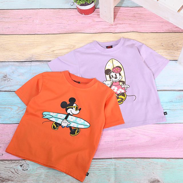 【ベビードール】ミニー 親子お揃い リゾートマジックTシャツ 9470K / 水に濡れると柄が浮き出る ベビーサイズ キッズ リンクコーデ ペアルック 親子コーデ トップス 半袖 天竺素材