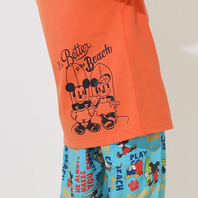 【ベビードール】ミッキー 親子お揃い リゾートマジックTシャツ 9470K / 水に濡れると柄が浮き出る ベビーサイズ キッズ リンクコーデ ペアルック 親子コーデ トップス 半袖 天竺素材