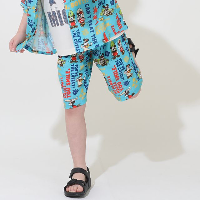 【ベビードール】ミッキーフレンズ 親子お揃い 総柄リゾートハーフパンツ 9493K（トップス別売） / ベビーサイズ キッズ ボトム 半ズボン 短パン 親子コーデ リンクコーデ ペアルック ウエスト総ゴム ゴム穴付き 速乾 ミッキー ミニー ドナルド