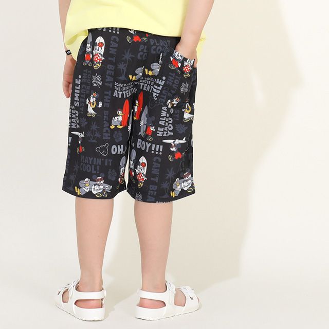 【ベビードール】ミッキーフレンズ 親子お揃い 総柄リゾートハーフパンツ 9493K（トップス別売） / ベビーサイズ キッズ ボトム 半ズボン 短パン 親子コーデ リンクコーデ ペアルック ウエスト総ゴム ゴム穴付き 速乾 ミッキー ミニー ドナルド