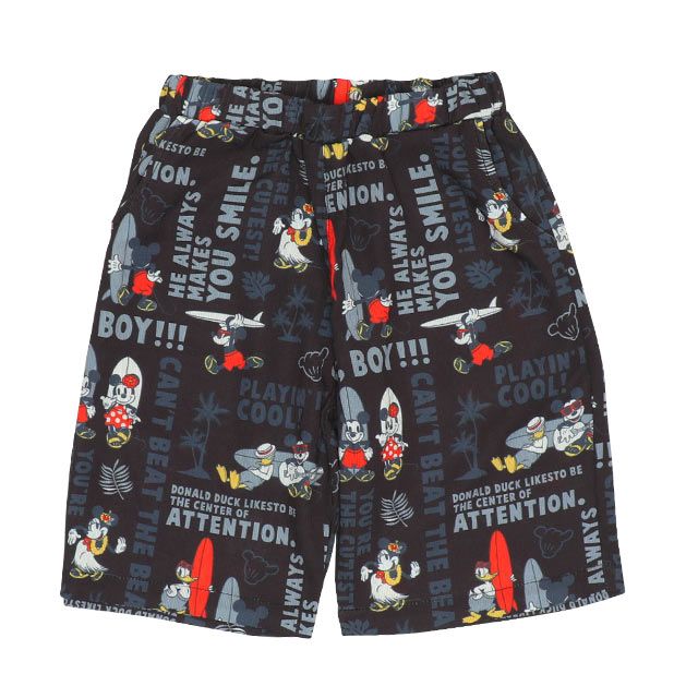 【ベビードール】ミッキーフレンズ 親子お揃い 総柄リゾートハーフパンツ 9493K（トップス別売） / ベビーサイズ キッズ ボトム 半ズボン 短パン 親子コーデ リンクコーデ ペアルック ウエスト総ゴム ゴム穴付き 速乾 ミッキー ミニー ドナルド