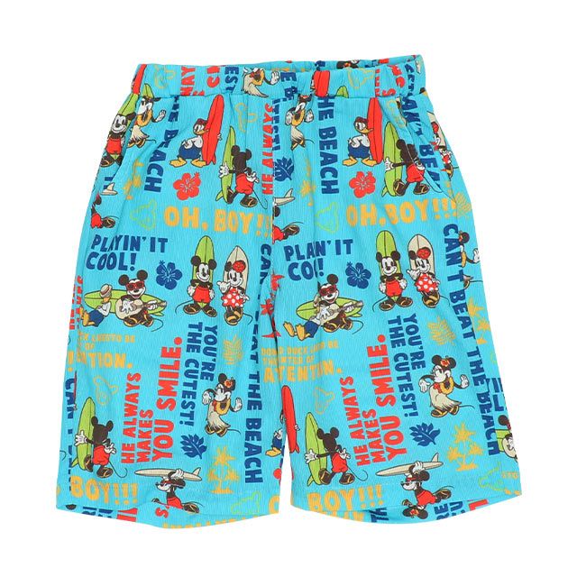 【ベビードール】ミッキーフレンズ 親子お揃い 総柄リゾートハーフパンツ 9493K（トップス別売） / ベビーサイズ キッズ ボトム 半ズボン 短パン 親子コーデ リンクコーデ ペアルック ウエスト総ゴム ゴム穴付き 速乾 ミッキー ミニー ドナルド