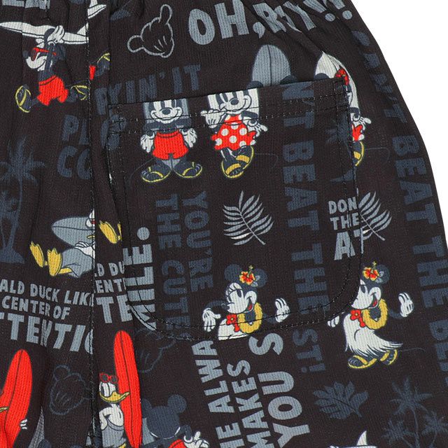 【ベビードール】ミッキーフレンズ 親子お揃い 総柄リゾートハーフパンツ 9493A（トップス別売） / 大人 ユニセックス 男女兼用 ボトム 半ズボン 短パン 親子コーデ リンクコーデ ペアルック ウエスト総ゴム ゴム穴付き 速乾 ミッキー ミニー ドナルド