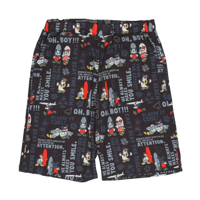 【ベビードール】ミッキーフレンズ 親子お揃い 総柄リゾートハーフパンツ 9493A（トップス別売） / 大人 ユニセックス 男女兼用 ボトム 半ズボン 短パン 親子コーデ リンクコーデ ペアルック ウエスト総ゴム ゴム穴付き 速乾 ミッキー ミニー ドナルド